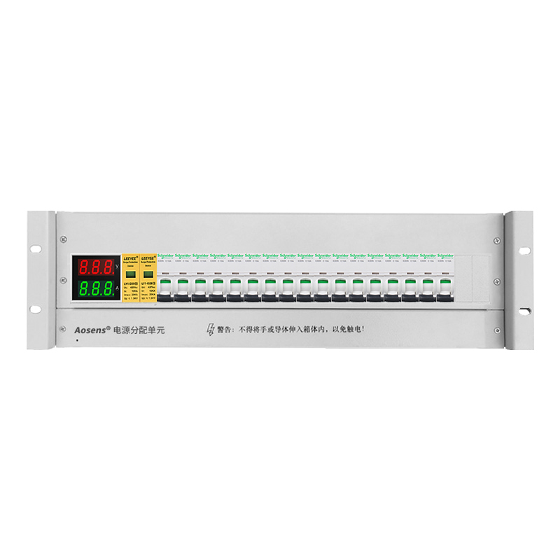 奧盛 機柜配電單元PDU 3U配電箱施耐德交流1P空開電流電壓表  防雷 單路