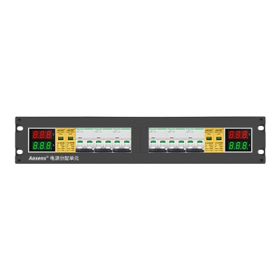 奧盛機柜配電單元PDU2U配電箱 施耐德交流2P空開電流電壓表 防雷 雙路