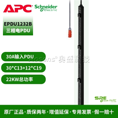 施耐德（APC）EPDU1232B 30個C13+12個C19 Easy機柜配電單元 豎裝 400V三相電輸